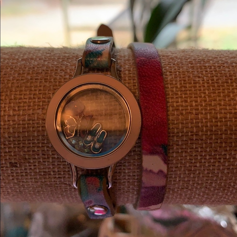 Origami Owl wrap bracelet with medium locket